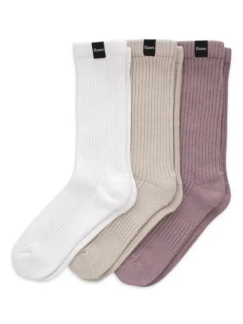 Pack of 3Pairs of womens Socks - white cream pink