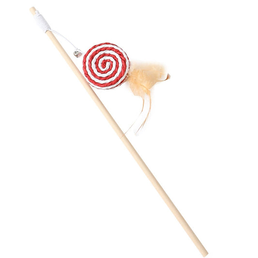 Cotton and linen wooden pole cat teasing stick image 0