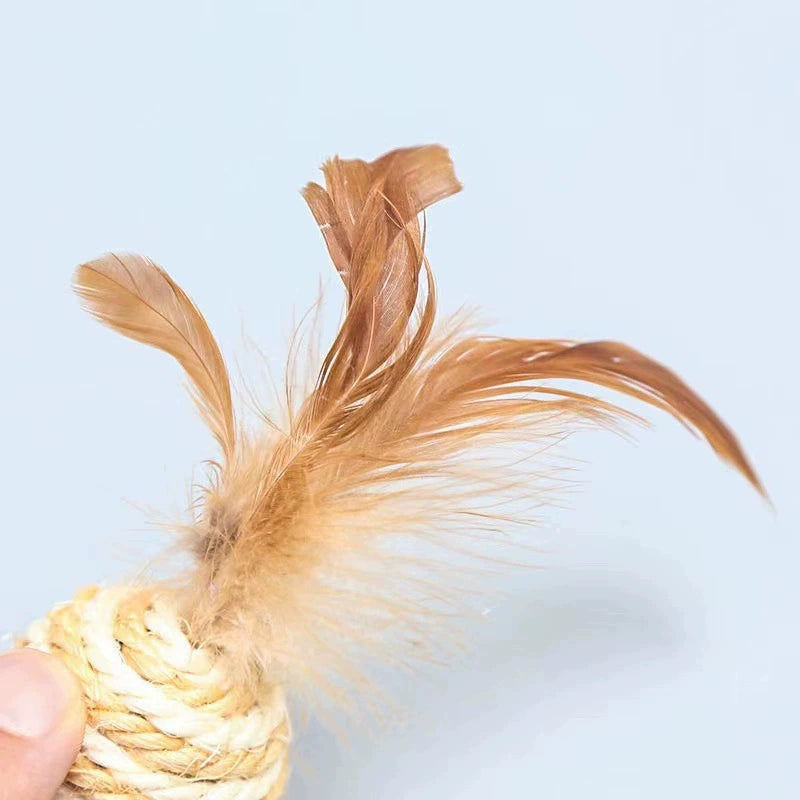 Feathered, bite resistant, vocalizable, cat scratching ball image 0