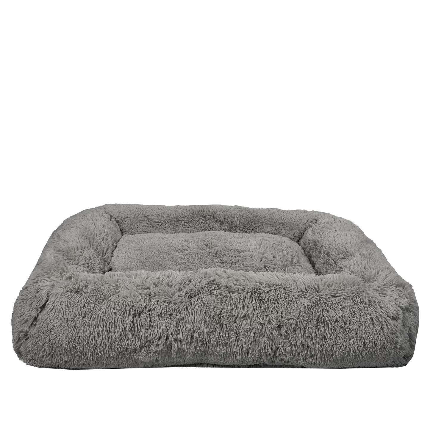 Vibrant Life Large Furry Bolster Dog Bed, Taupe, 36" x 27" Set image 0