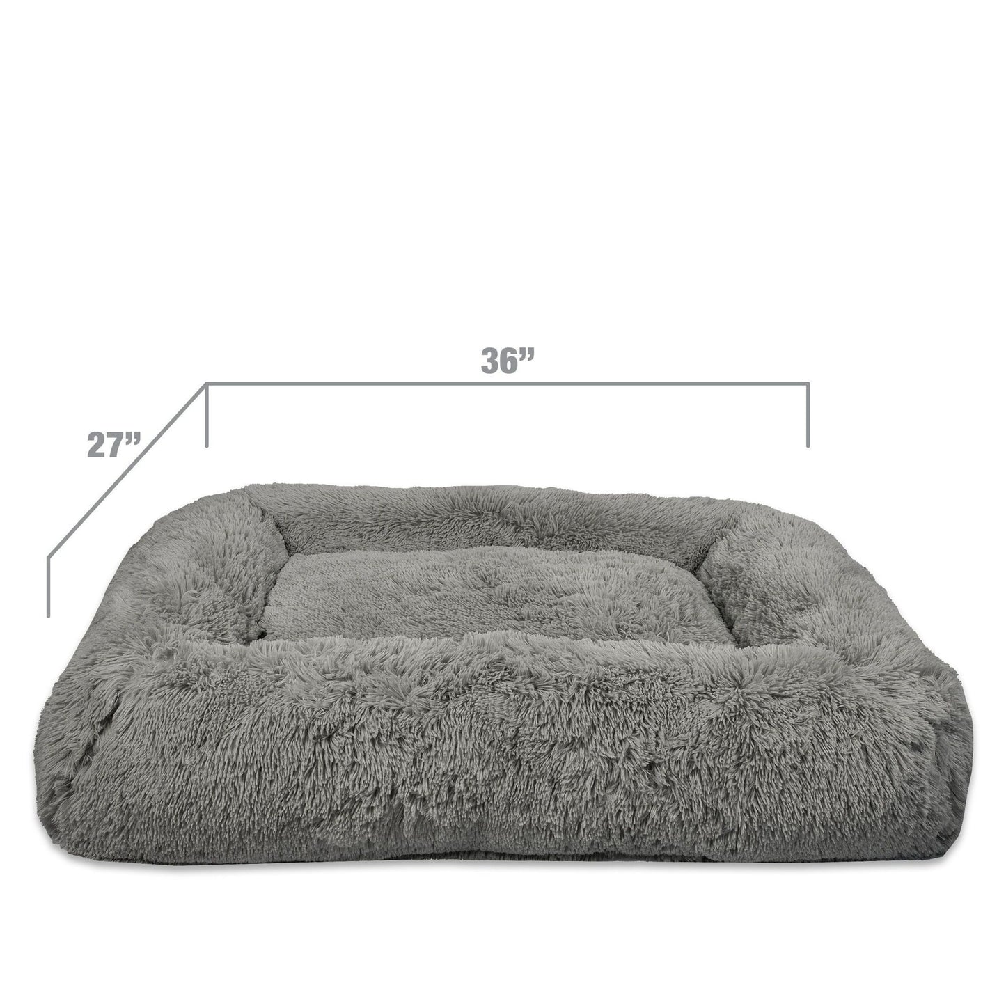 Vibrant Life Large Furry Bolster Dog Bed, Taupe, 36" x 27" image 2